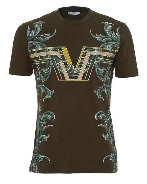 versace collection t-shirt deep greem groen|Versace green shirt kids.